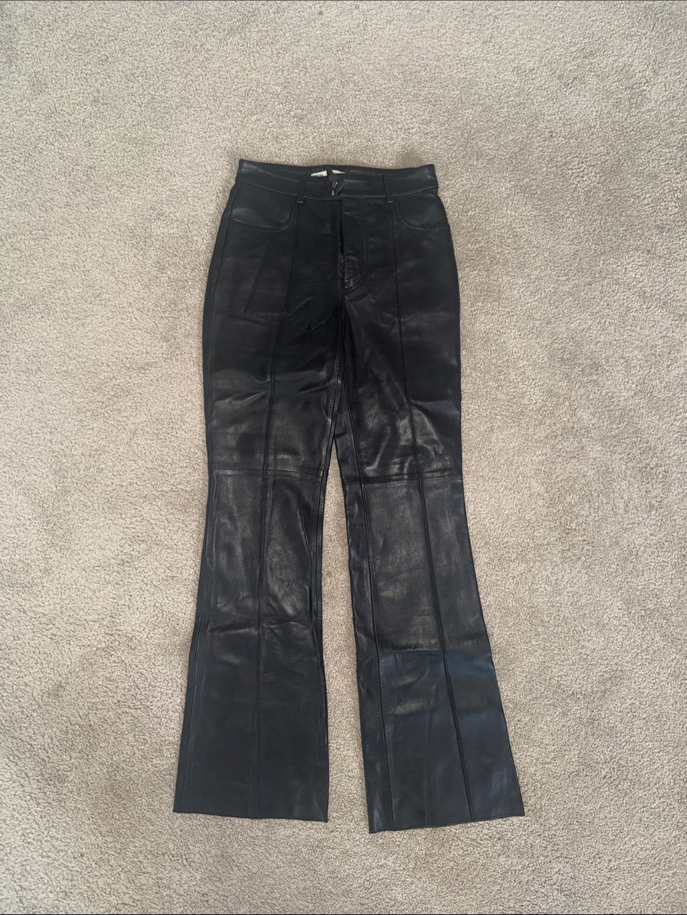 Zara Black Leather Flare Pants